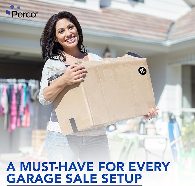 Perco Black 2-Inch Perforated Circle Dot Sticker Labels — 10 Rolls, 5,000 Round Stickers — with Permanent Adhesive for Organizing, Color Coding, Bin Labeling, Packaging Alerts—Made in USA