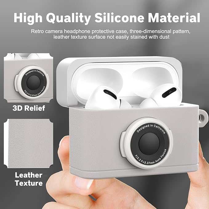 Valkit Compatible with Airpods Pro 3 Case Cute with Cleaner Kit,Camera Design for Air pod Pro 3 Cover with Keychain Shockproof Protective Soft Silicone Case for Airpods Pro 3 Gen for Men Women(Beige)