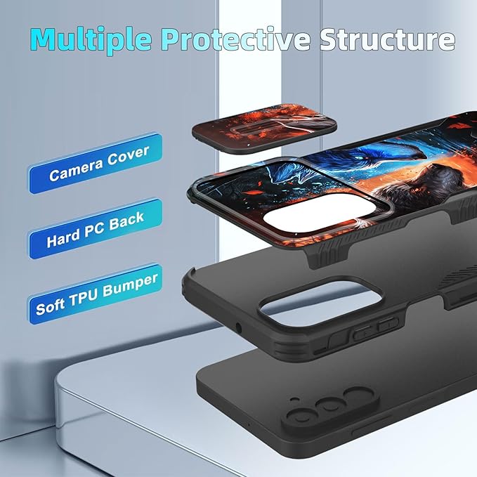 for Galaxy A26 5G Case Built in Slide Camera Lens Cover,Heavy Duty Shockproof Protection Dual Layer Case for Samsung Galaxy A26 5G 6.7" 2025,Cool Wolf