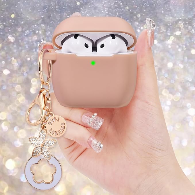 Case for Apple Airpods 4 - VISOOM Airpods 4 Cases 2024 Cover Women Anti-Drop Silicone iPods 4 Earbuds Wireless Accessorie Charging Cases Girl Bling Keychain for Airpod iPods 4th Generation