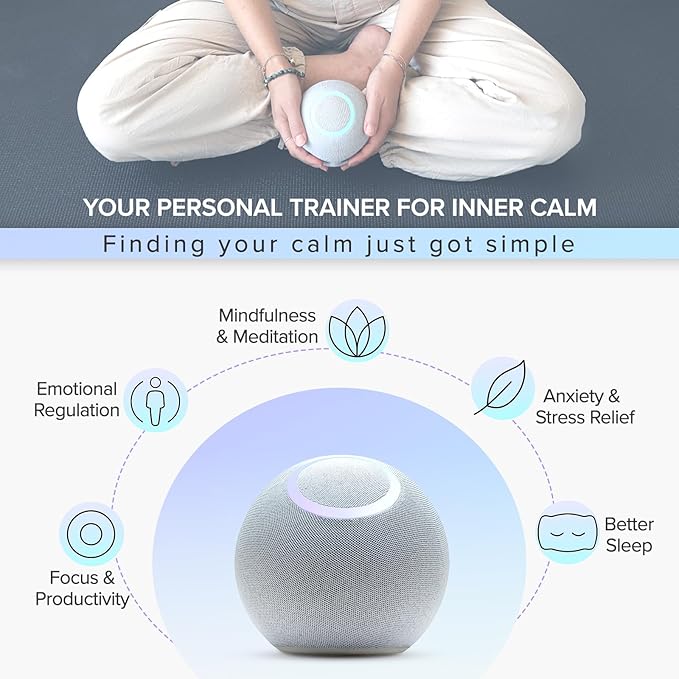 Orb: Smart tracker for better mental health. Biofeedback device to master meditation, wellness focus, anxiety, manage stress & ADHD strategies. Mindfulness, emotional regulation self-care gift