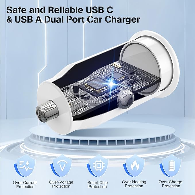 USB C Car Charger for iPhone 17 16 15 Pro Max, 40W Dual Port USB-C & USB-A Car Fast Charging Adapter, 2X6.6FT C to C Cable & A to C Carplay Cable for iPhone 17 16 15 Series/iPhone Air,iPad,Samsung-Red