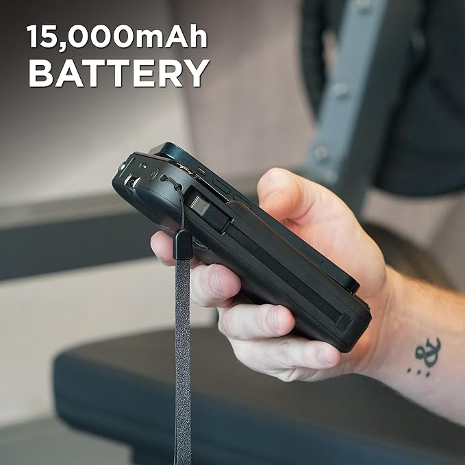 Limitless Innovations Ultimate Pro 15,000mAh Portable Power Bank PD 20W with Built-in Cables, Wireless Charging, Flashlight, Wall Plug, & Digital Display, for iPhone, Samsung, & More (Black Metallic)