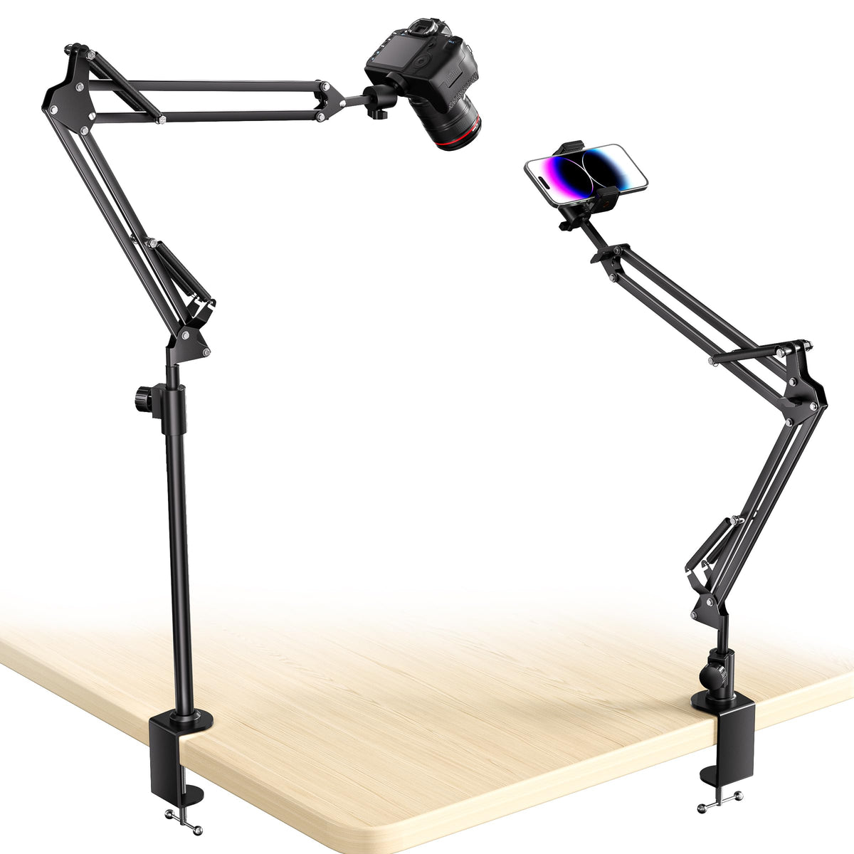 UBeesize Overhead Camera Mount with 360° Adjustable Arm & Phone Holder