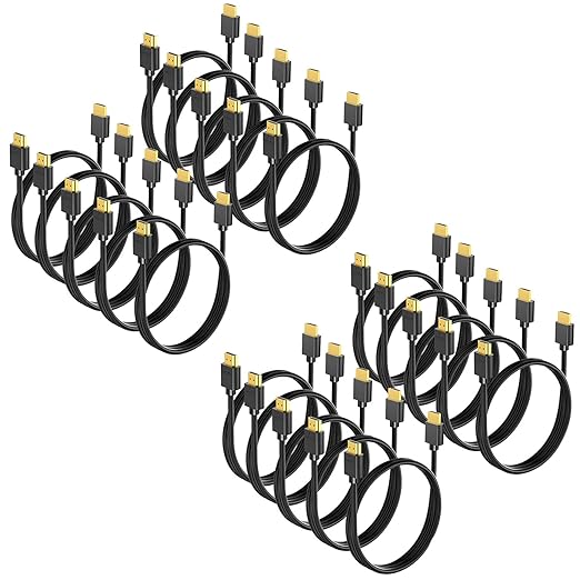 HDMI Cable 3FT 20-Pack, 4K HDMI to HDMI Cable 3FT Multi-pack,High Speed Shielded HDMI 2.0 Cord with 2k@165/144Hz,HDCP 2.2, HDR, ARC & CL3 Rated | for Laptop, Monitor, TV PS5, PS4, Xbox, Soundbar,KVM