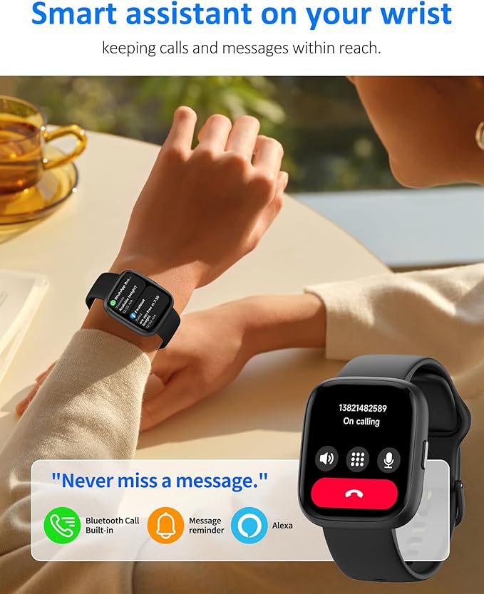 Smart Watch Men Women with Voice Assistant, 1.83" HD Fitness Tracker, Bluetooth 5.3 Call, Heart Rate SpO2 Sleep Monitor, IP68 Waterproof, 100+ Sports Modes, Pedometer for iOS Android