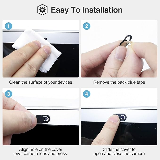 ProCase [6 Pack] Webcam Cover Slide for Laptop Phone, Ultra Thin Flexible Slide Camera Blocker Privacy Security Cover for MacBook Air Pro iMac iPad iPhone Echo PS4 Tablet PC Computer –Black