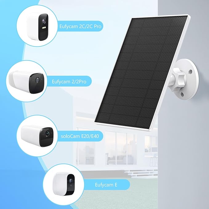 Solar Panel for eufy Camera,6W Solar Panel for Eufy E,2C/2C Pro,2/2Pro,E20/E40,Solo,SoloCam Spotlight,IP65 Waterproof USB-C Solar Panel Charger for Eufy with Micro USB Connector (2 Pack)