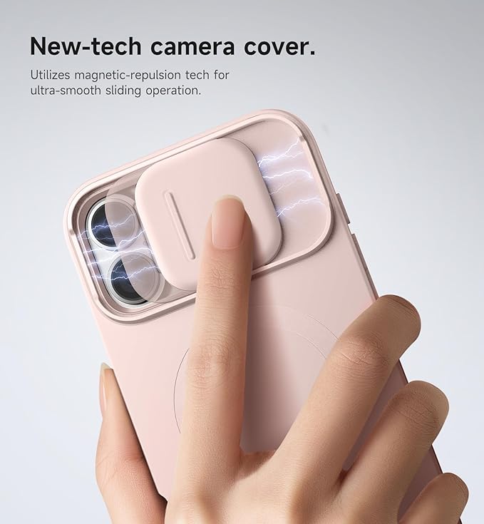SURITCH for iPhone 16 Plus Case with Magnetic Camera Slide Cover and Adjustable Kickstand, Compatible with MagSafe, Shockproof Bumper Case Slim Protective Cover for iPhone 16 Plus 6.7 Inch, Pink