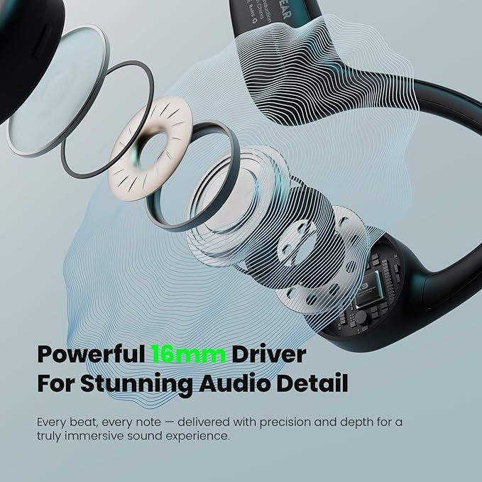 Bone Conduction Headphones,Bluetooth V6.0 Bone Conduction Earbuds with Mic,Open Ear Headphones 12Hrs Playtime,Wireless IPX5 Waterproof Sport Headphone for Running (Obsidian Black)