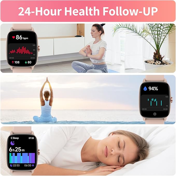 YMZ Smart Watch for Men Women, IP68 Waterproof, Bluetooth Calling, Fitness Tracker, Sleep Monitoring, 1.85'' DIY Dial, AI Built-in, 7 Days Battery, Compatible with Android & iOS