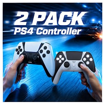 Enstixsm 2 Pack for PS4 Controller,Wireless Dual Remote Shock Control for PS4 Slim Pro,ALPS Zero Drift Sticks Game Control,PC Gaming Turbo Back Paddles Gamepad,Alternative Original