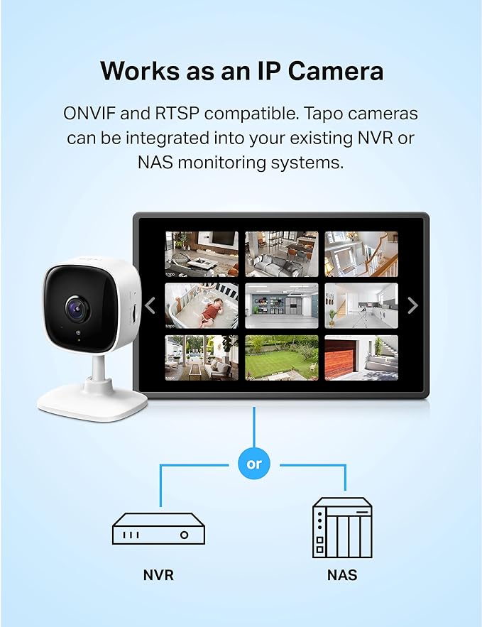 Tapo TP-Link 2K Indoor Security Camera for Baby Monitor, Dog Camera w/Motion Detection, 2-Way Audio Siren, Night Vision, Cloud & SD Card Storage(Up to 256 GB), Works w/Alexa & Google Home C110