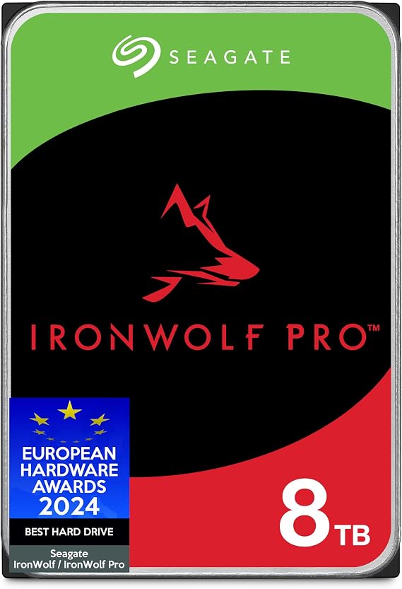 Seagate IronWolf Pro, 8 TB, Enterprise NAS Internal HDD –CMR 3.5 Inch, SATA 6 Gb/s, 7,200 RPM, 256 MB Cache for RAID Network Attached Storage (ST8000NT001)