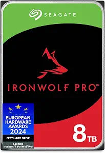 Seagate IronWolf Pro, 8 TB, Enterprise NAS Internal HDD –CMR 3.5 Inch, SATA 6 Gb/s, 7,200 RPM, 256 MB Cache for RAID Network Attached Storage (ST8000NT001)