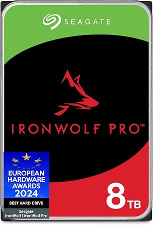 Seagate IronWolf Pro, 8 TB, Enterprise NAS Internal HDD –CMR 3.5 Inch, SATA 6 Gb/s, 7,200 RPM, 256 MB Cache for RAID Network Attached Storage (ST8000NT001)