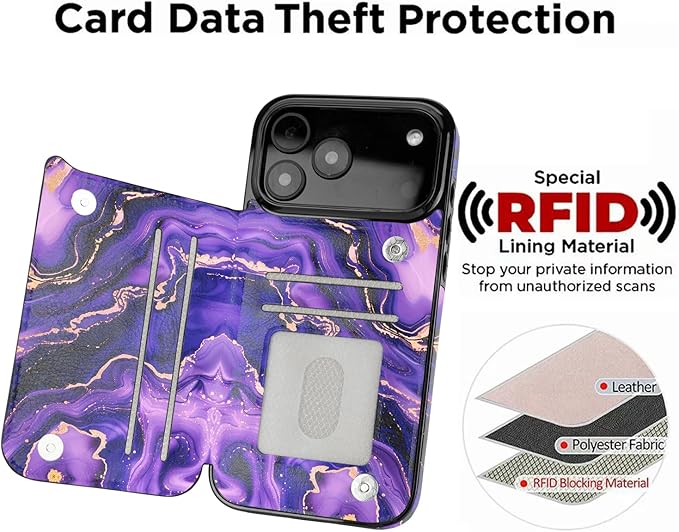 uCOLOR for iPhone 17 Pro Max Wallet Case with Card Holder PU Leather RFID Blocking Design iPhone 17 Pro Max flip case for Women Men Magnetic Clasp Kickstand Design 6.9 inch (Amethyst Dreams)