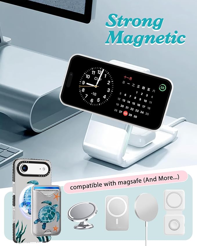 Toycamp for iPhone 17 Air Case - Compatible with Magsafe Credit Card Holder Wallet Magnetic Cute Women Teen Girls Kawaii Girly Unique Turtle Design Phone Cover for Apple 17 Air