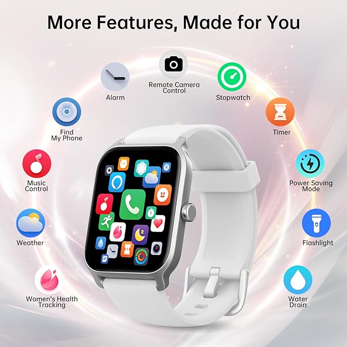 Tensky Smart Watch for Women/Men, 1.85'' HD Touchscreen Smartwatch for Android/iPhone/Samsung/(Bluetooth Call), Alexa Built-in, 100+ Sport Modes Fitness Digital Tracker, Sleep/Heart Rate/SpO2 Monitor