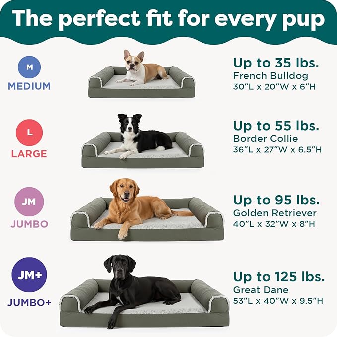 FurHaven Cooling Gel Dog Bed for Large Dogs, L-Shaped Chaise with Cool Gel-Top Foam with a Solid Orthopedic Foam Base for Joint Support, Removable Washable Cover, Jumbo/XL, Plush & Suede, Stone Gray