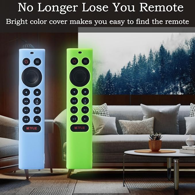 2Pack Gavyqier Silicone Protective Cover fits NVIDIA Shield TV Pro/4K HDR Remote Controller Series Anti-Slip Shockproof Glow in The Dark Glow Green&Glow Blue