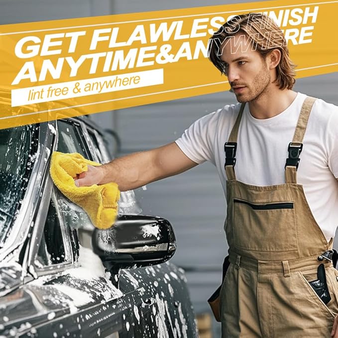 Microfiber Hand Towels,Upgraded 450gsm Ultra-Thick,Washcloths for Car and Home Polishing Washing & Detailing,Car Cleaning Interior Rags 16"x16"|Yellow 6-Pack