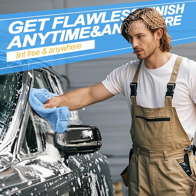 Car Wash Towels,Upgraded 450gsm Ultra-Thick,Micro Fiber Towels for Car and Home Polishing Washing & Detailing,Car Cleaning Interior Microfiber Rags 16"x16"|Blue 6-Pack