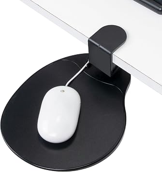 EHO Clamp-On Under Desk Mouse Tray, 360° Swivel Ergonomic Platform with Cable Organizer, Smooth Glide Surface for Gaming or Office, Fits Desks 0.5"-1.5" Thick, Tool-Free Install, TAA-Compliant