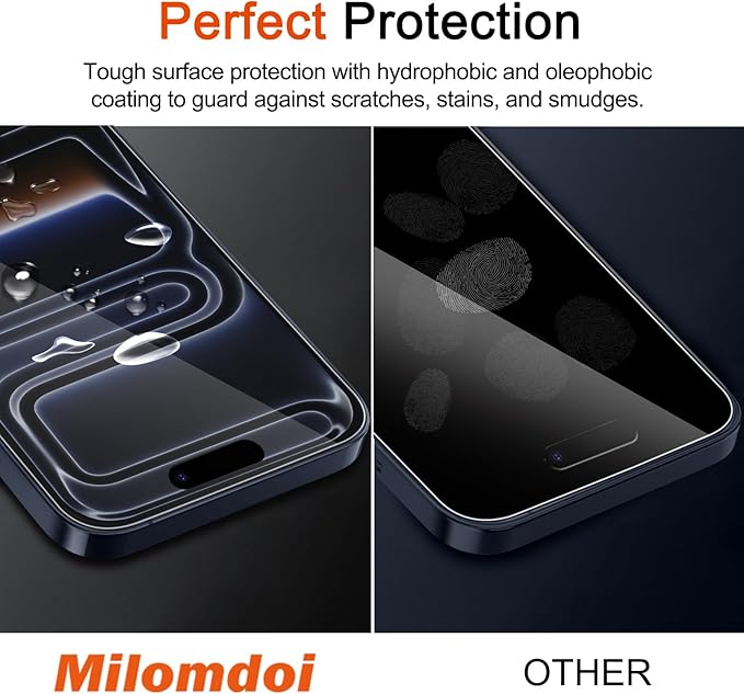 Milomdoi 3 Pack Matte Screen Protector for iPhone 17 Pro [Phone Case Friendly] Tempered Glass Accessories Film, Shatterproof No Bubble, Easy Installation with Mounting Frame for Apple
