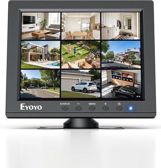 Eyoyo 8" Security Camera Monitor, 1024x768 4:3 Mini TFT LCD Screen NVR CCTV Monitors Display with HDMI VGA BNC AV USB Input, Small Video Monitor for DVD TV Box Computer Server PC Raspbery pi