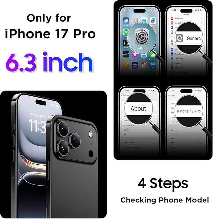 Temdan Compatible with iPhone 17 Pro Case,Waterproof Built-in Screen & Camera Protector IP68 Underwater Full Body 17FT Military Dropproof Shockproof Phone Case 6.3"-Purple/Clear