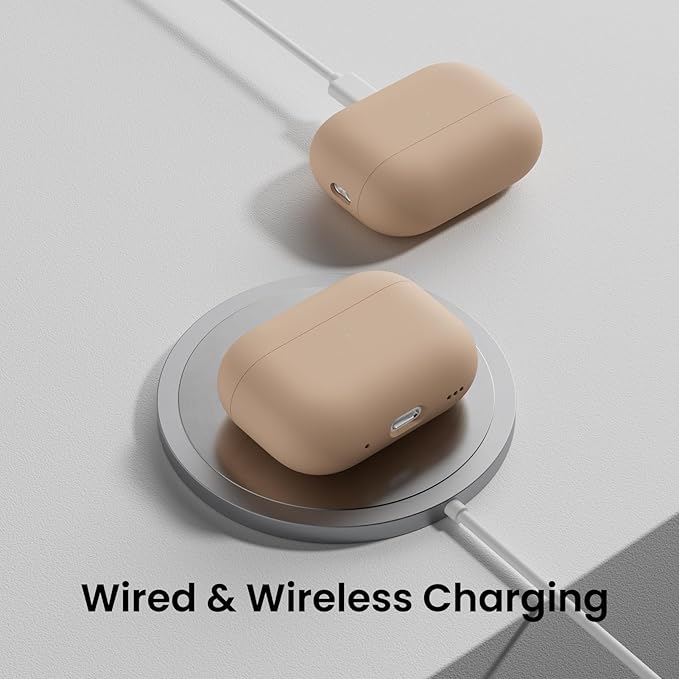 ORNARTO Compatible with AirPods Pro 2 Case 2022, Full Protective Hybrid Silicone for AirPods Pro 2nd Generation Case, Front LED Visible Skin Cover-Nude Taupe