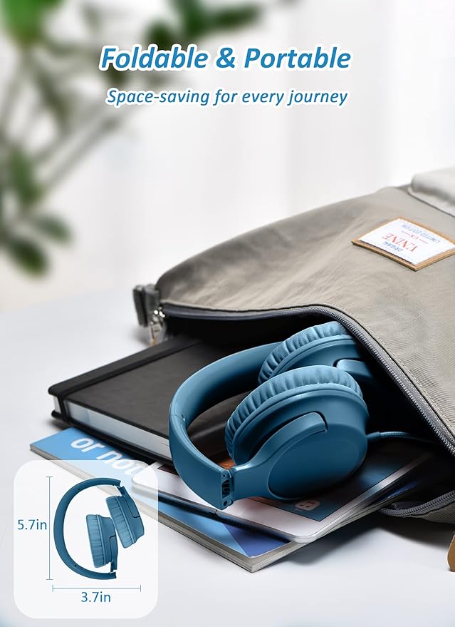 DyBaxa Over-Ear Foldable Pink Kids Headphones, Volume Limiter 94dB Over-Ear Foldable Blue Kids Headphones, Volume Limiter 94dB