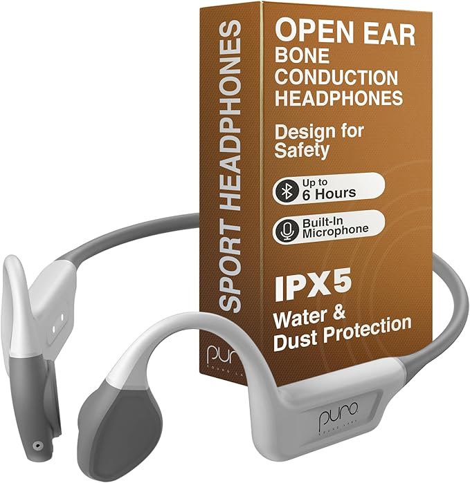 Puro Sound Labs PuroFree Bone Conduction Headphones – Bluetooth 5.3 with Built-in Mic, Sweatproof & IPX5 Waterproof, 6-Hour Battery Life, Lightweight Open Ear Headphones for Running, Sport & Fitness