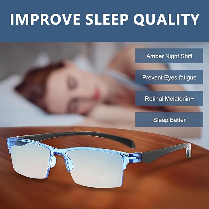 2PCS Automatic Zoom Anti-Blue Light Presbyopia Glasses, Auto Focus Glasses Self Adjusting, Intelligent Dual Focus Smart Reading Glasses for Women & Men(Gradient Blue)