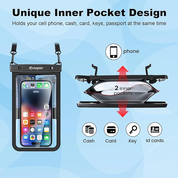 [Up to 8.5"] Waterproof Phone Pouch Bag - 2 Pack IPX8 Waterproof Phone Case for iPhone 17 16 15 14 Pro Max Galaxy S26 S25 Ultra, Touchscreen & Underwater Photography, Beach Cruise Travel Essentials
