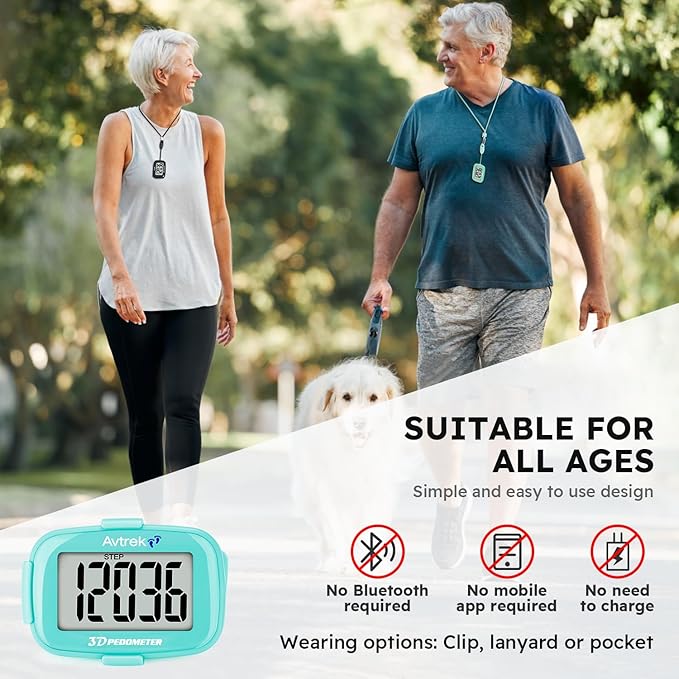 3D Step Counter Clip On with LED Backlight Pocket Pedometer for Walking Outdoor Activities Fitness Tracker Without Smartphone