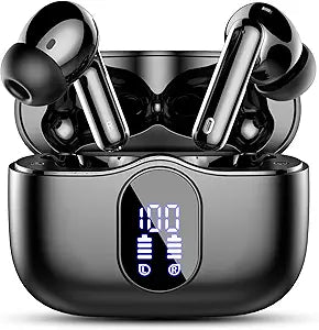 Wireless Earbuds, Bluetooth 5.4 Headphones Bass Stereo/Clear Calls, Black