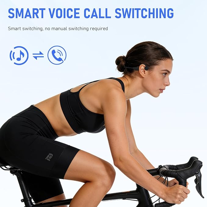 Bone Conduction Open Ear Headphones Bluetooth 6.0-10H Playtime Wireless Headset with Mic,IP65 Sweatproof Sport Earphones for Workout,Hiking,Running - Black