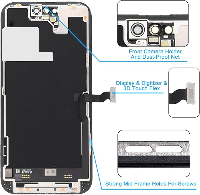 for iPhone 14 Pro Max Screen Replacement 6.7', 3D Touch Display Full Repair kit, Digitizer Glass Assembly with Tools Set, Tempered Glass, Instruction