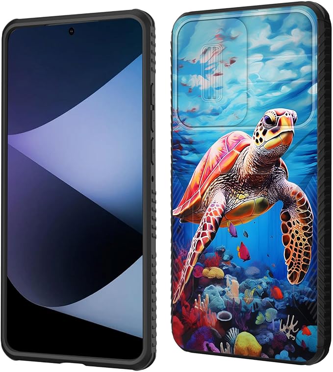 for Galaxy A36 5G/A56 5G Case Built in Slide Camera Lens Cover,Heavy Duty Shockproof Protection Dual Layer Case for Samsung Galaxy A36 5G/A56 5G 6.7" 2025,Sea Turtle Swimming Underwater