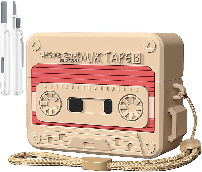AirPods Pro 2 Case Cover, KOREDA Funny Cassette Tape Design Case for Airpods Pro 2nd Generation/1st Generation (2023/2022/2019), Cute Cartoon Fashion Silicone Protective Case for Women Men