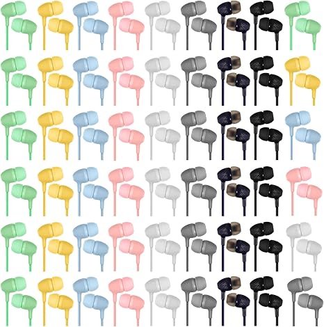 Macarrie 200 Pack Earbuds Bulk Headphones 3.5 mm Classroom, Multicolor