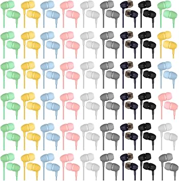 Macarrie 200 Pack Earbuds Bulk Headphones 3.5 mm Classroom, Multicolor
