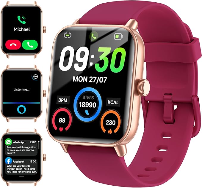 Smart Watches for Women, 1.85" HD Smart Watch for Android/iPhones (Make/Answer Calls), Fitness Tracker Watch with 24/7 Heart Rate Monitor, Sleep/Step Count Tracker, 120+ Sport Modes Pedometer Watch