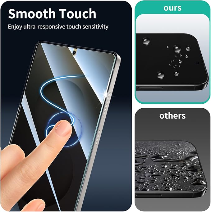 3*Privacy Screen Protector and 3*Camera Lens Protector for Samsung Galaxy S25 Ultra with a Installation Alignment Aid, Anti-Spy Tempered Glass Film, Private Black Protection, [Anti-Scratch][9H Hardness]