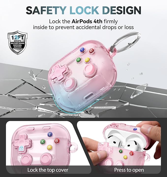 for AirPods Pro 3 Case 2025, with Pressable Button, Safety Lock & Phone Stand for Apple Air Pod Pro 3 Gen Cover, Cool Funny Gifts Case for Women Men to Relief Stress or Pass the Time,Clear Pink