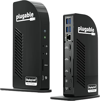 Plugable USB-C Triple Monitor Docking Station, 13-in-1, 100W Charging