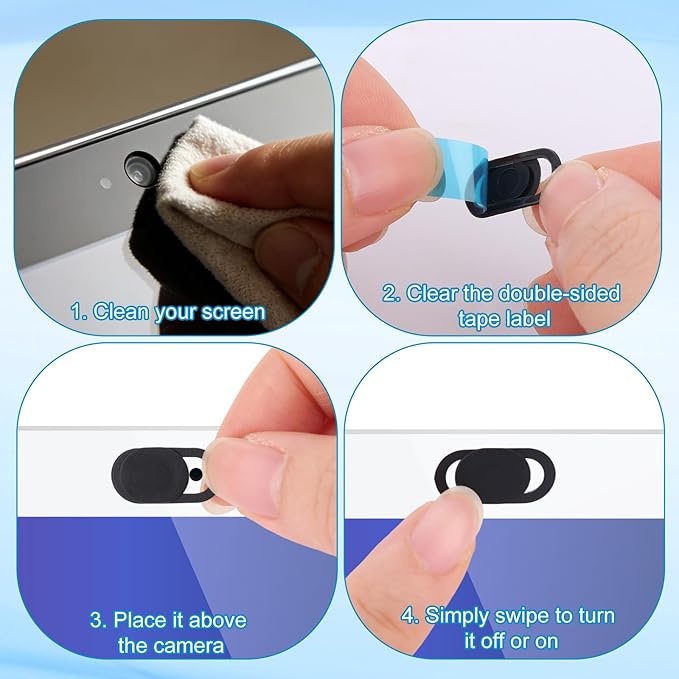 50pcs Laptop Camera Covers, Black Ultra-Thin Front Webcam Privacy Cover Slide Webcam Protects Your Privacy & Security for Laptop Desktop Cell Phone Tablet Accessories