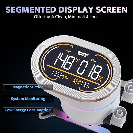 darkFlash DH360D V1.2 All-in-one Liquid CPU Cooler with Display, CPU Monitoring, ARGB Sync, PWM Fans 360mm AIO, High-Efficient CPU PC Cooler Radiator for Intel 1851/1700, AMD AM4/AM5 (Black)